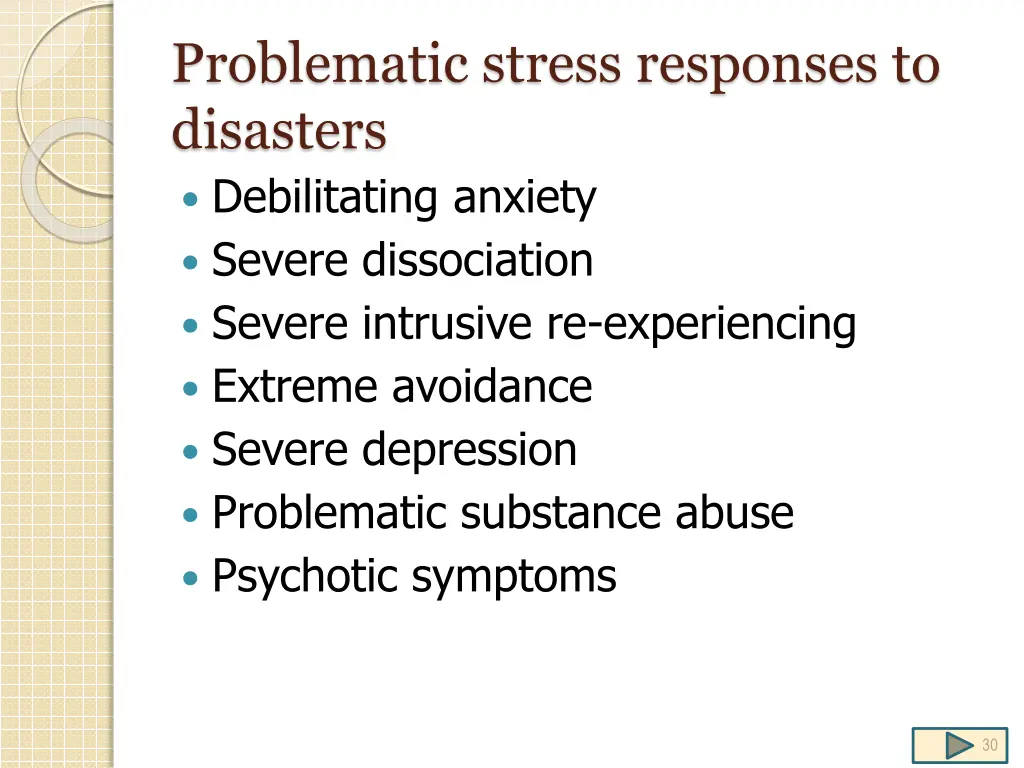 problematic stress responses to disasters