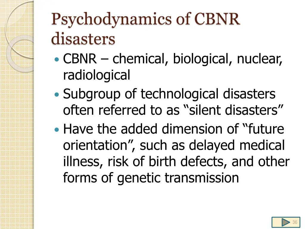 psychodynamics of cbnr disasters cbnr chemical