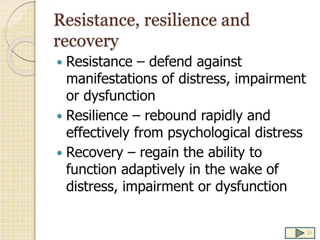 resistance resilience and recovery resistance