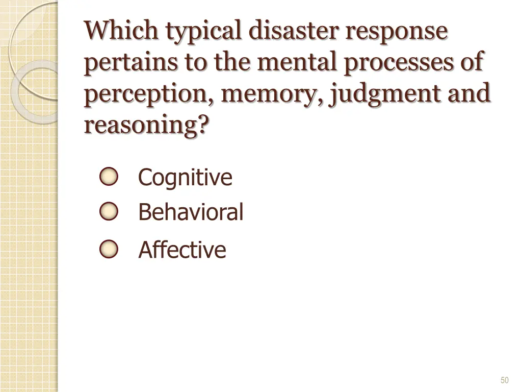 which typical disaster response pertains