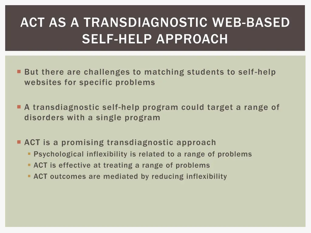 act as a transdiagnostic web based self help