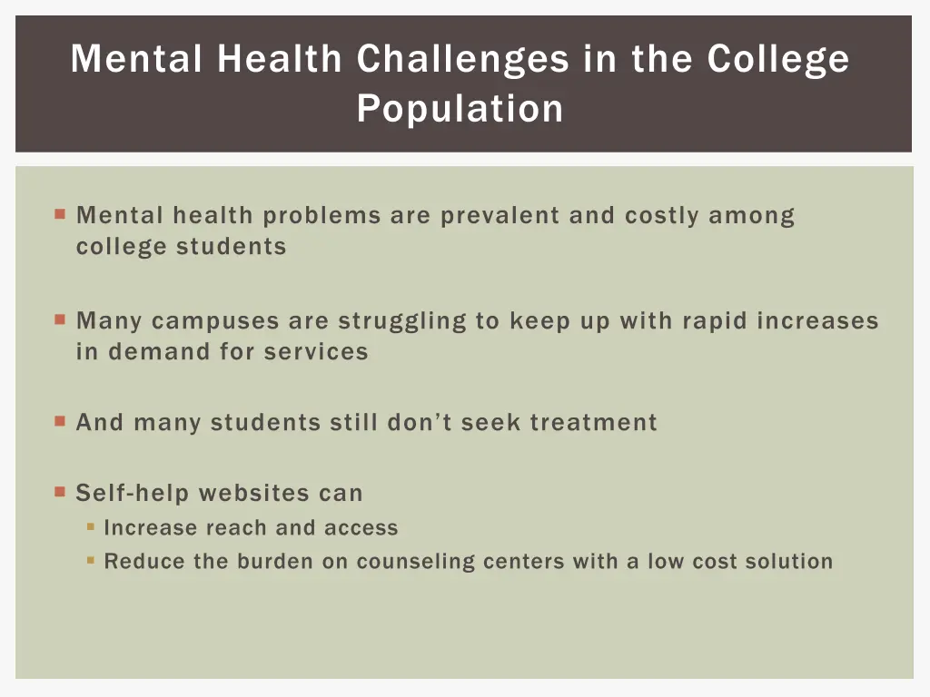 mental health challenges in the college population