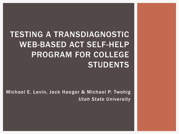 testing a transdiagnostic web based act self help