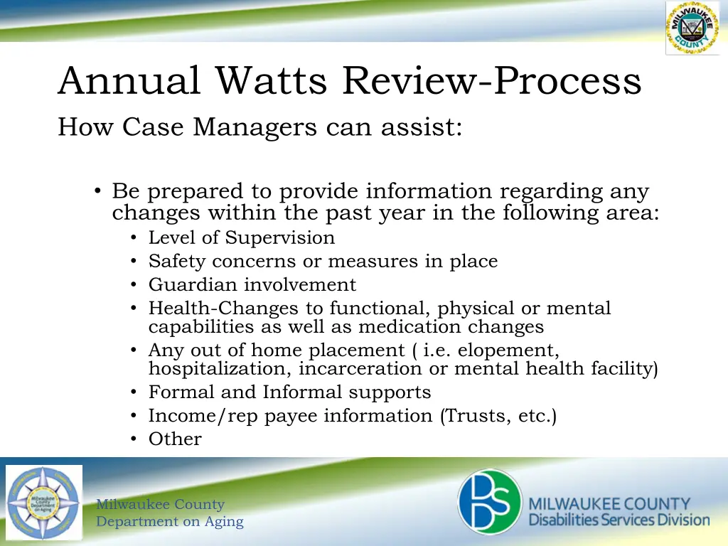 annual watts review process how case managers 1