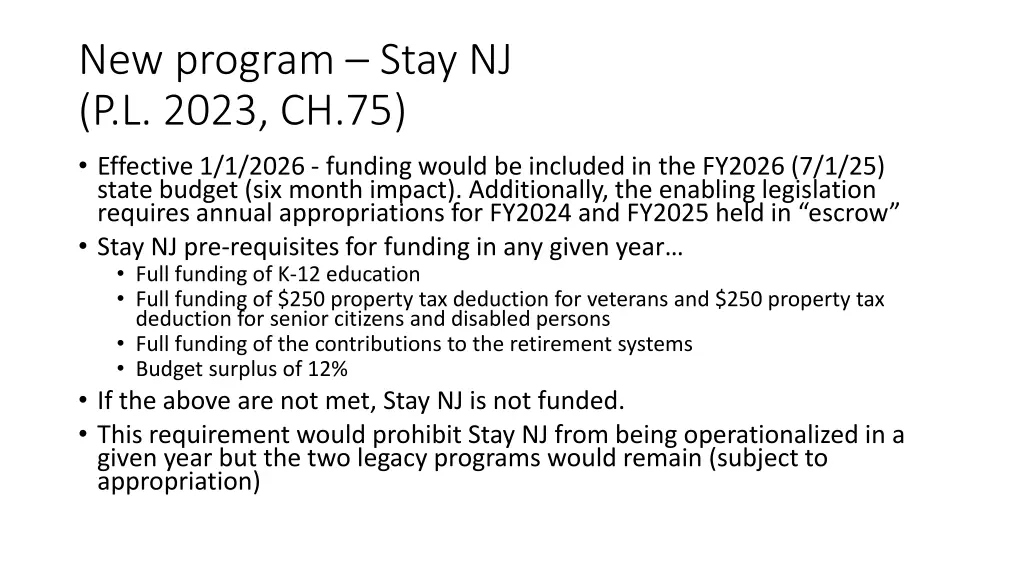 new program stay nj p l 2023 ch 75 effective