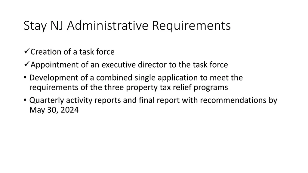 stay nj administrative requirements