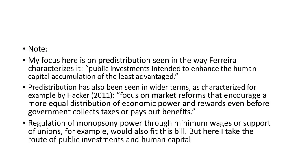 note my focus here is on predistribution seen