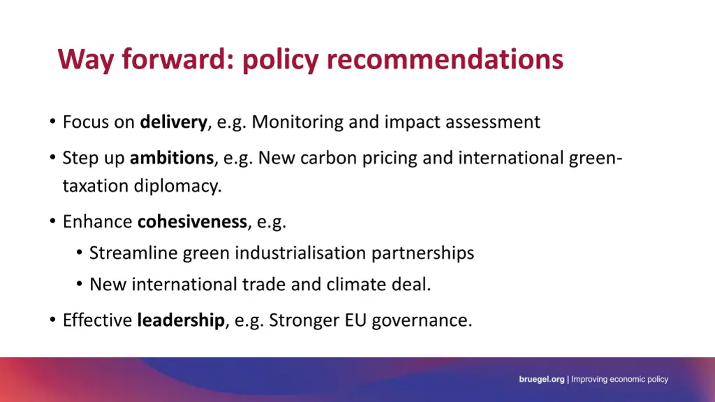 way forward policy recommendations