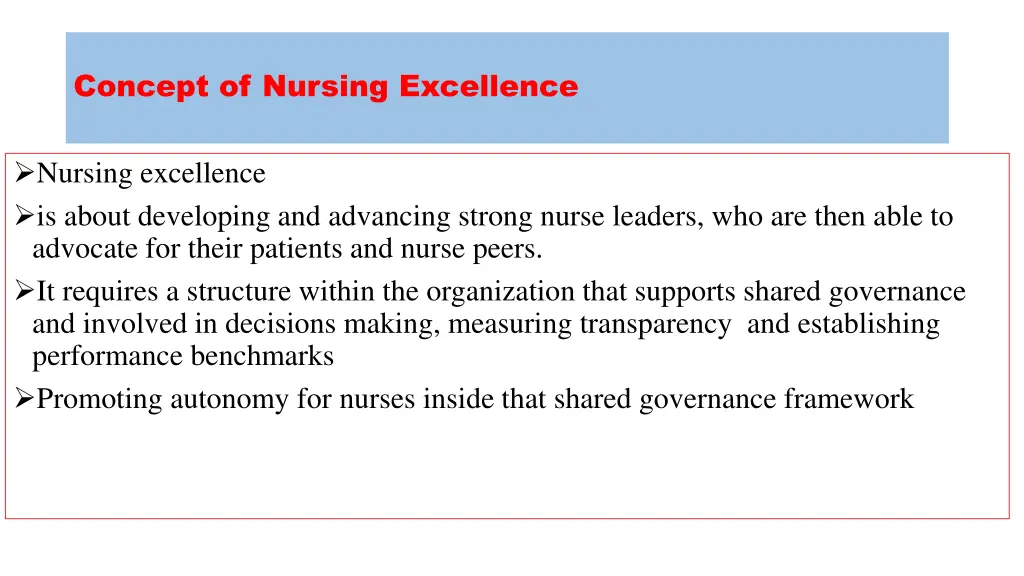 concept of nursing excellence