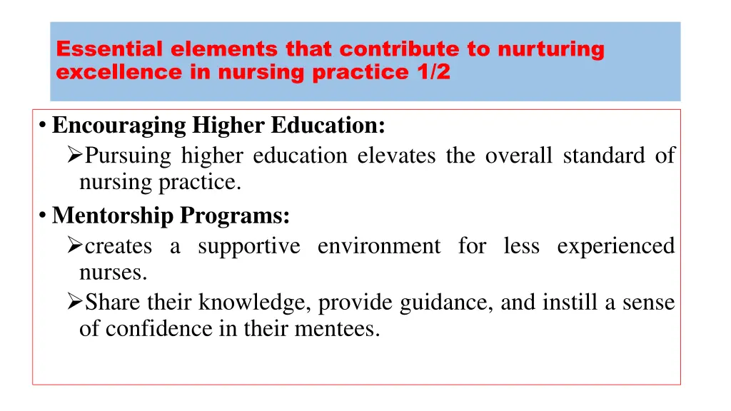 essential elements that contribute to nurturing 1