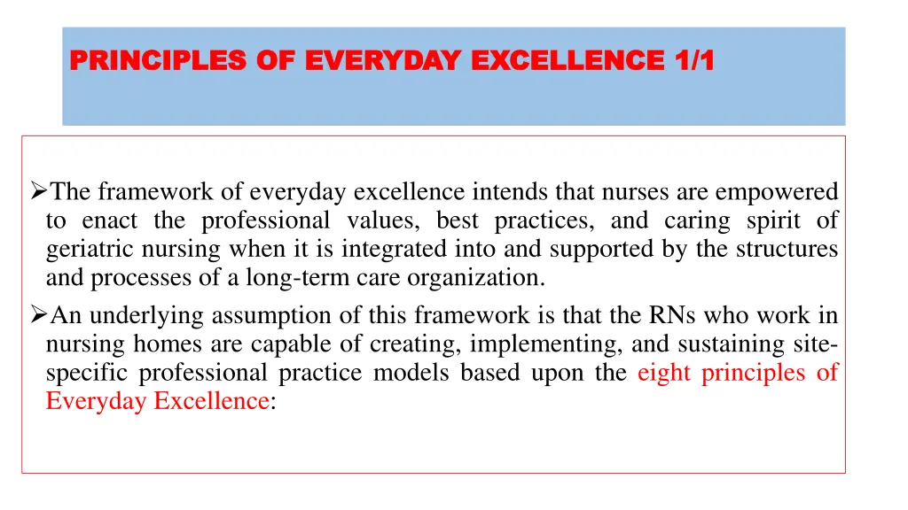 principles of everyday excellence 1 1 principles