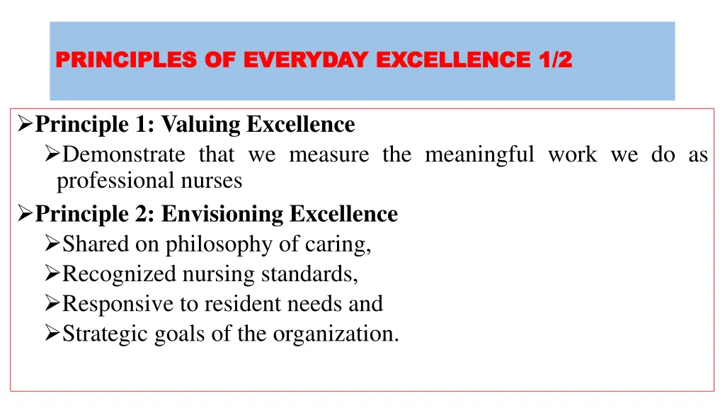 principles of everyday excellence 1 2 principles