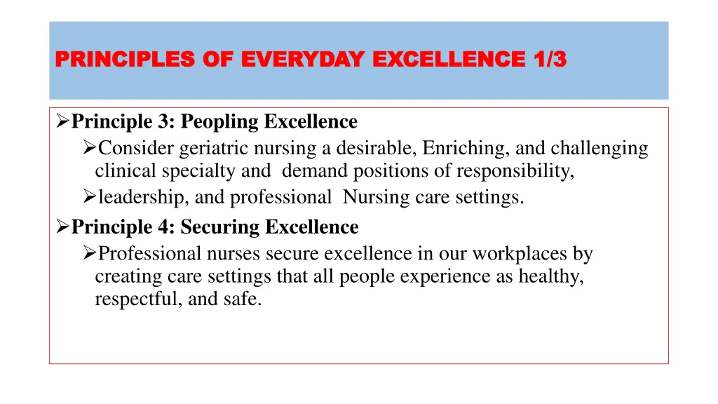 principles of everyday excellence 1 3 principles