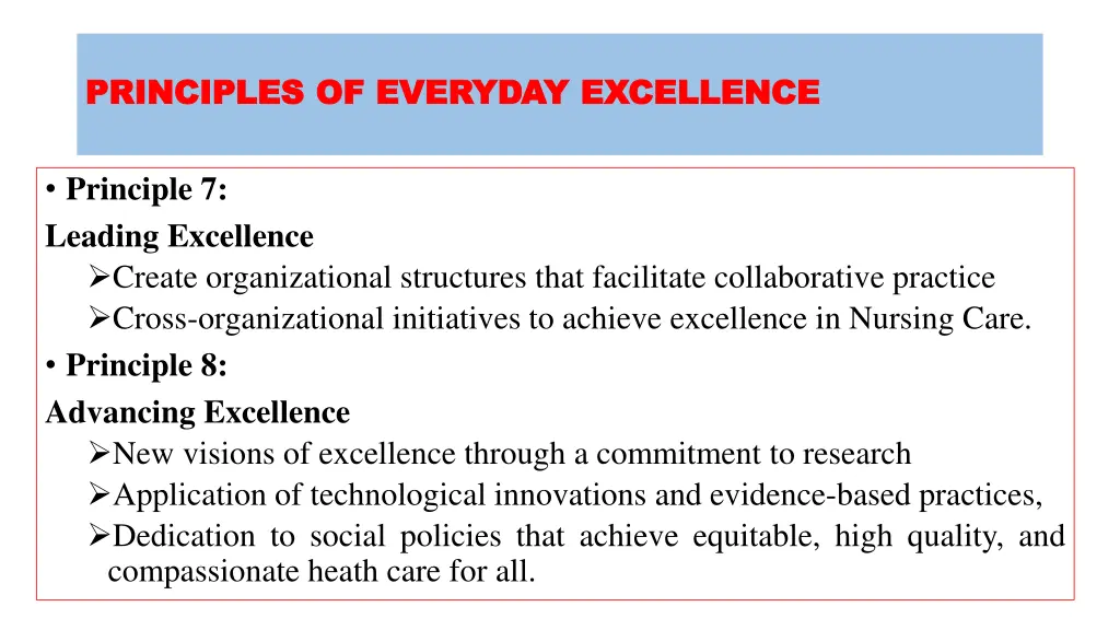 principles of everyday excellence principles