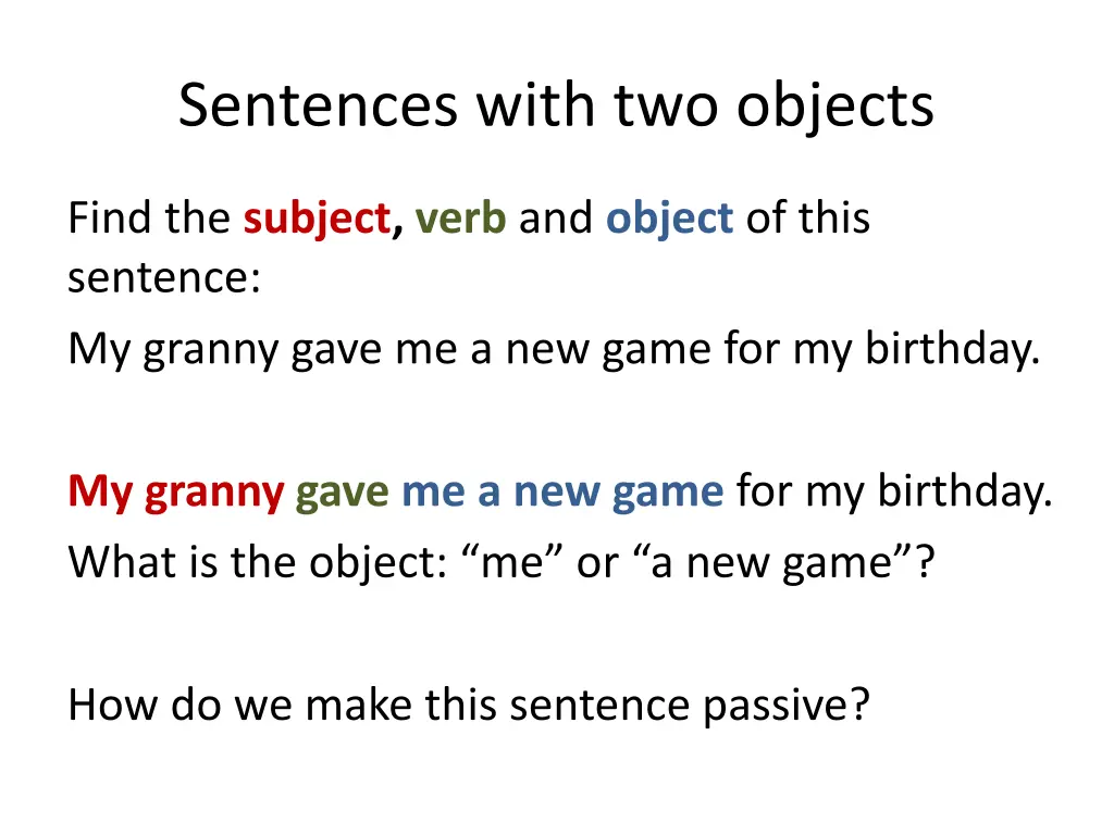 sentences with two objects