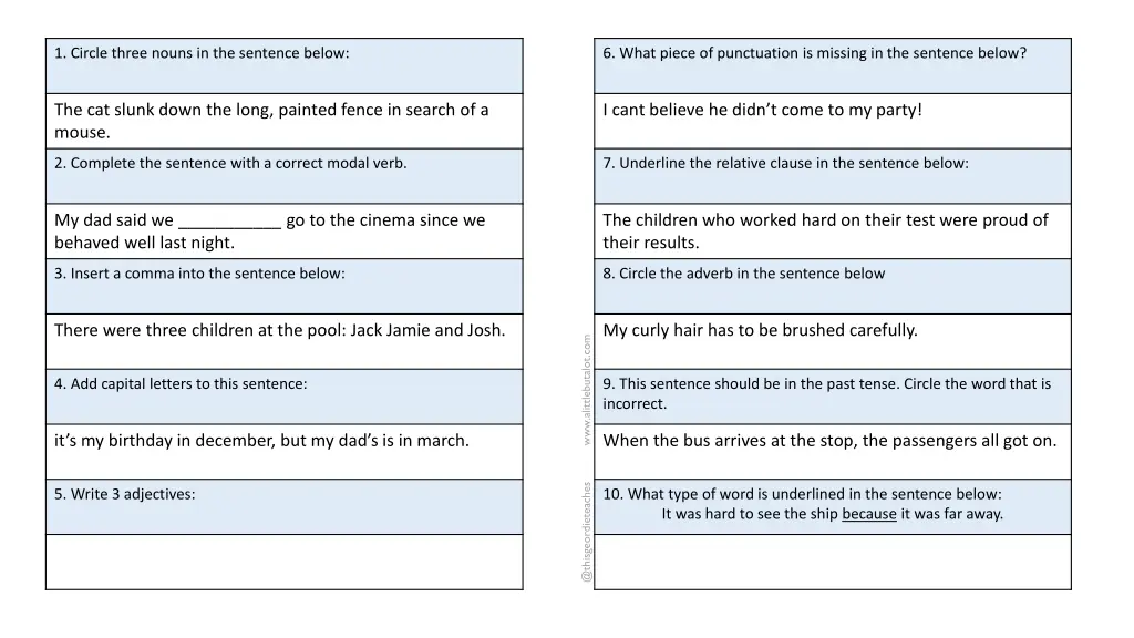 1 circle three nouns in the sentence below