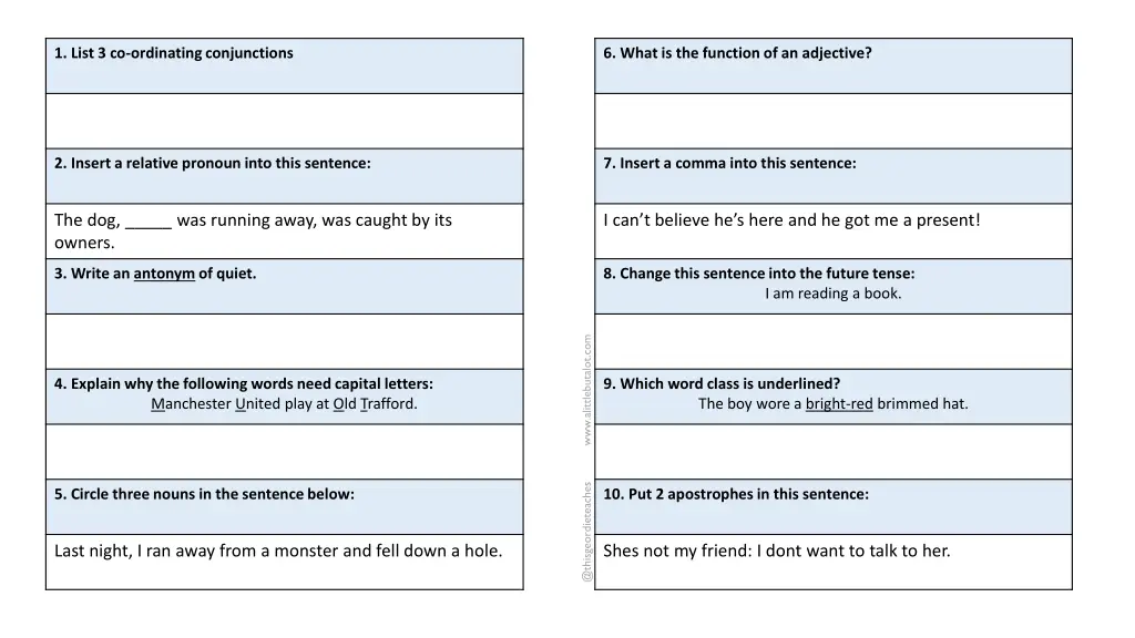 1 list 3 co ordinating conjunctions