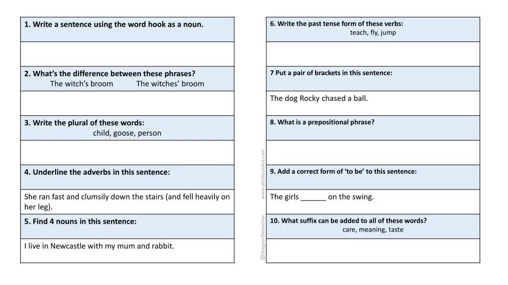 6 write the past tense form of these verbs