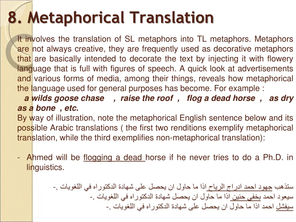 8 metaphorical translation