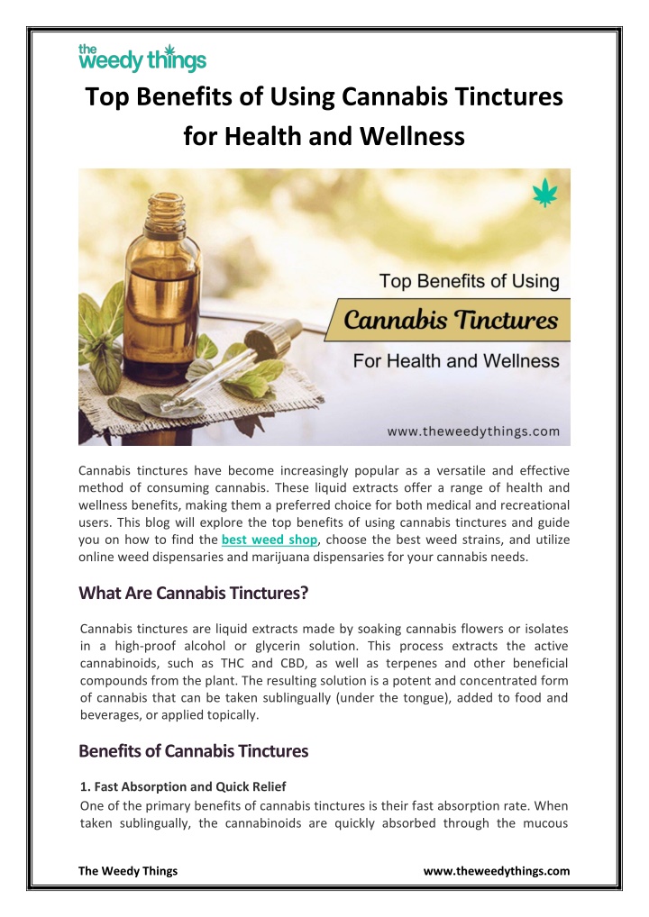 top benefits of using cannabis tinctures