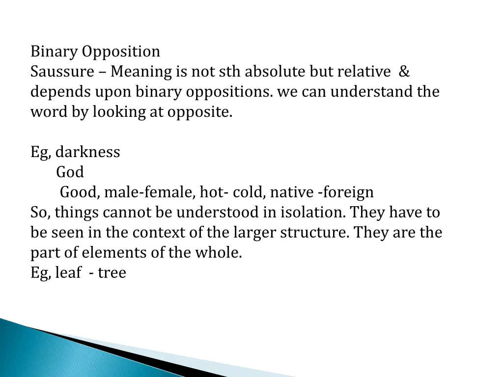 binary opposition saussure meaning