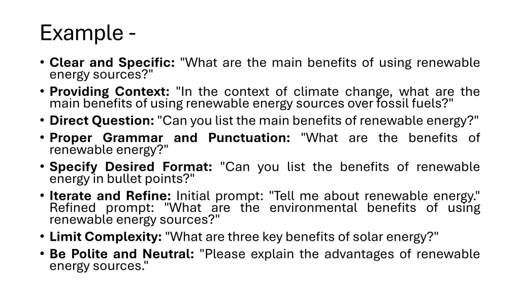 example clear and specific what are the main