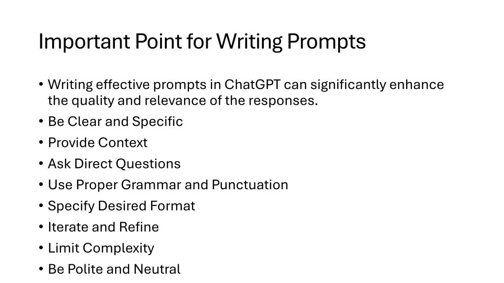 important point for writing prompts