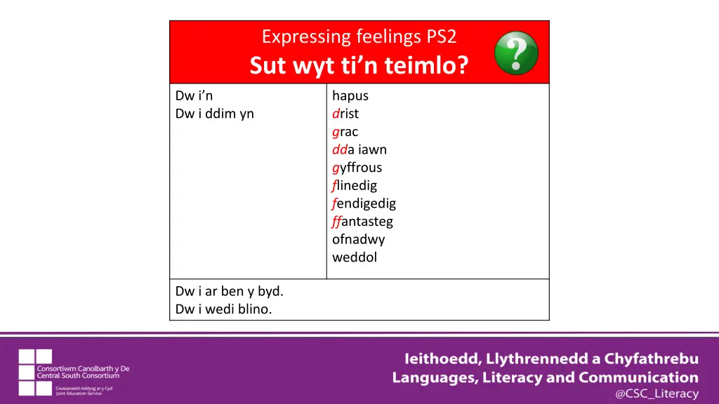 expressing feelings ps2 sut wyt ti n teimlo