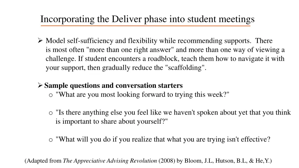 incorporating the deliver phase into student