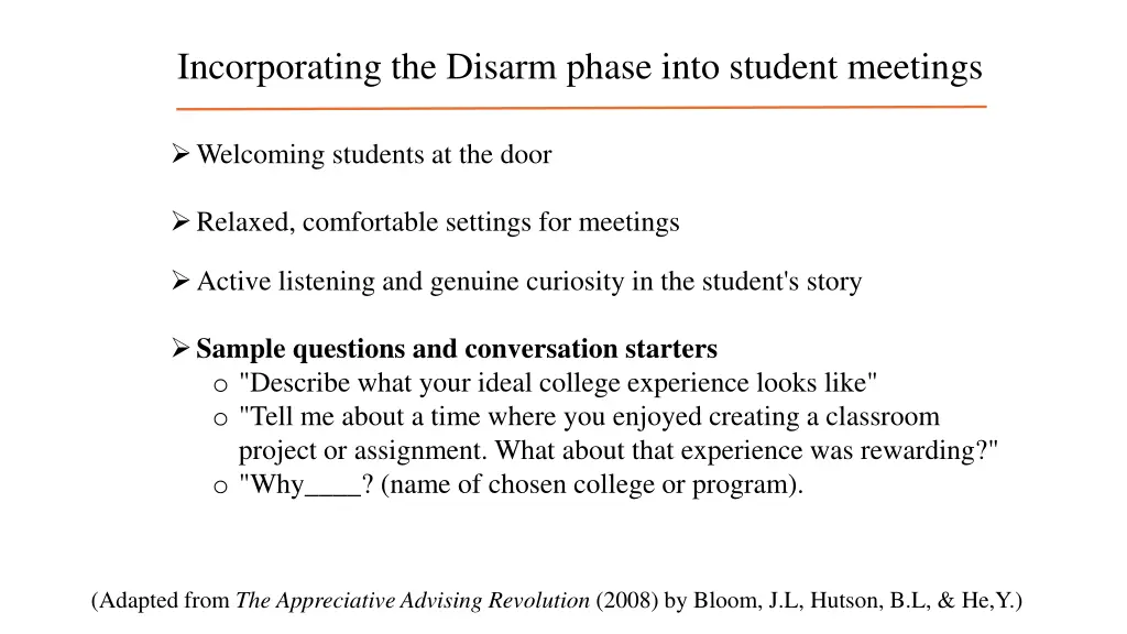 incorporating the disarm phase into student