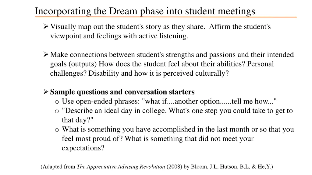 incorporating the dream phase into student