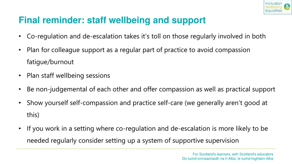 final reminder staff wellbeing and support