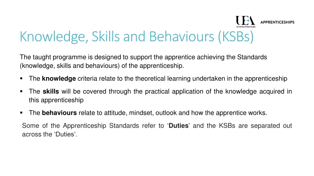 knowledge skills and behaviours ksbs