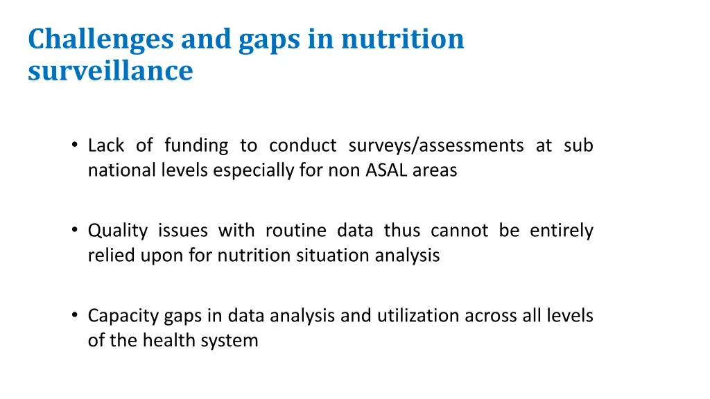 challenges and gaps in nutrition surveillance