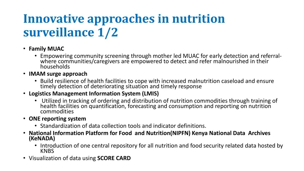 innovative approaches in nutrition surveillance