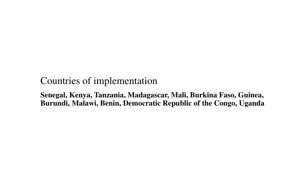 countries of implementation