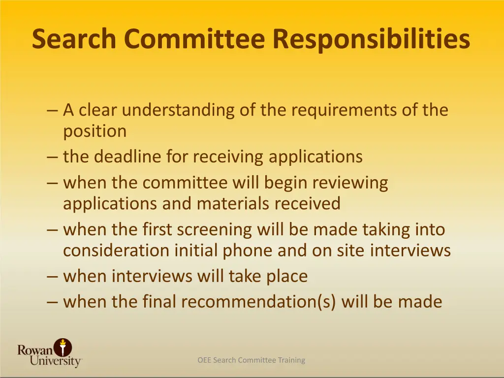 search committee responsibilities