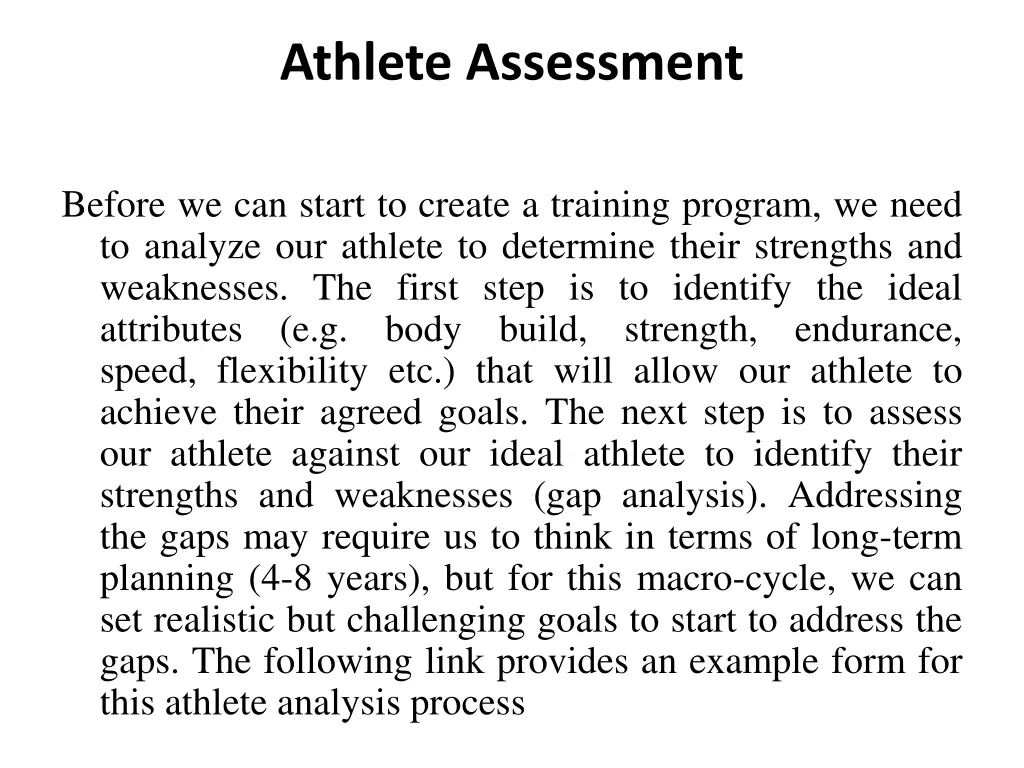 athlete assessment