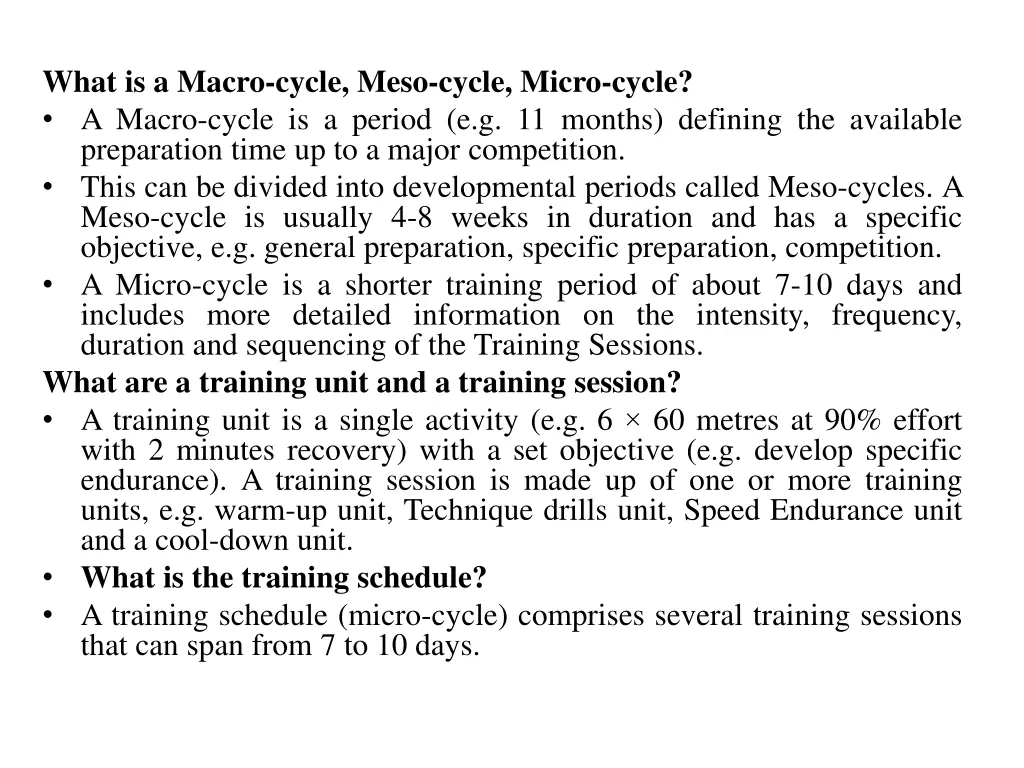 what is a macro cycle meso cycle micro cycle