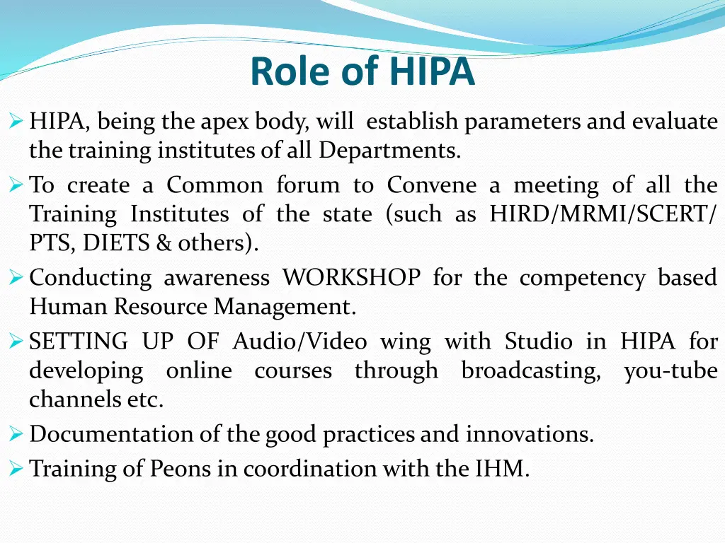 role of hipa 1