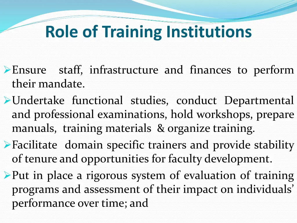 role of training institutions