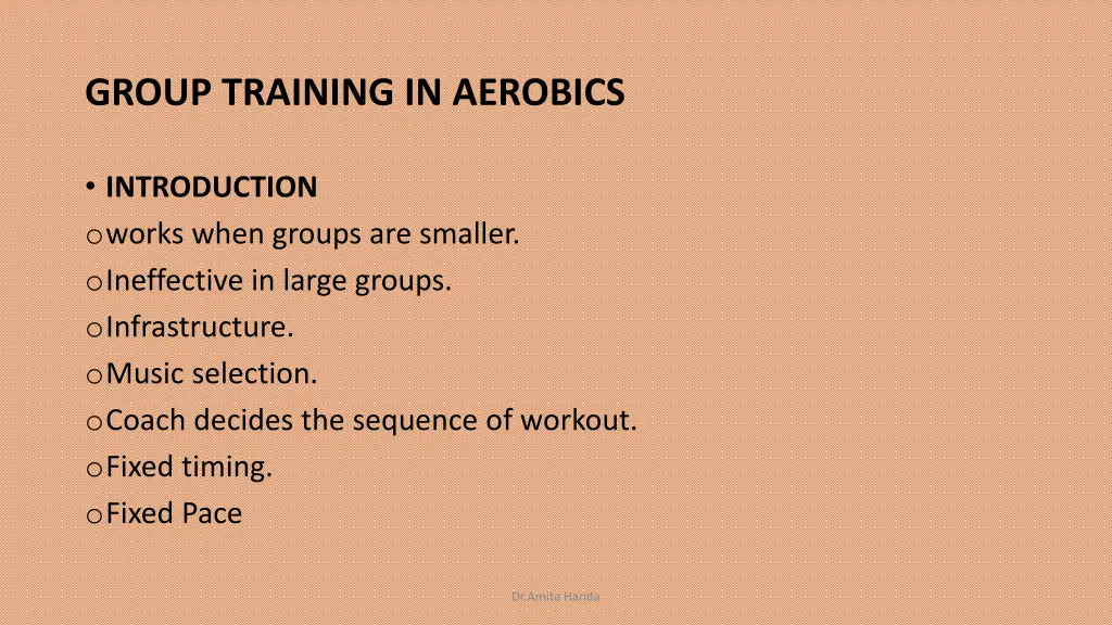 group training in aerobics