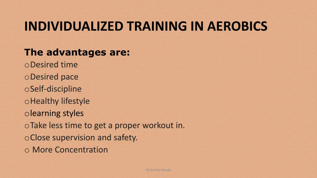 individualized training in aerobics 1