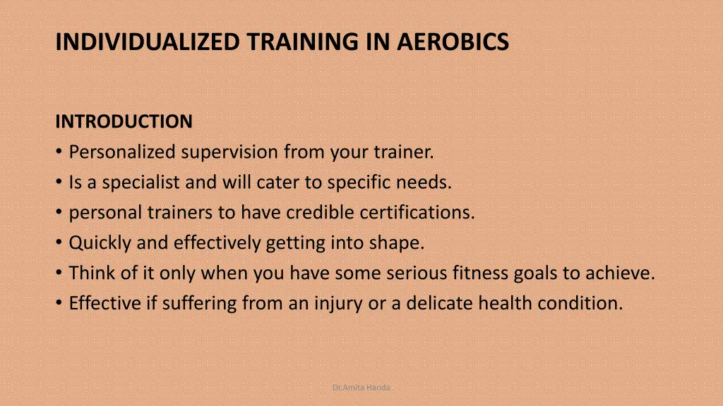 individualized training in aerobics