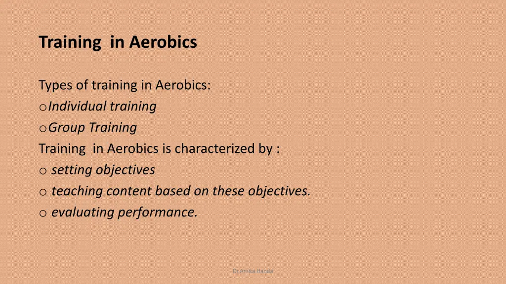 training in aerobics