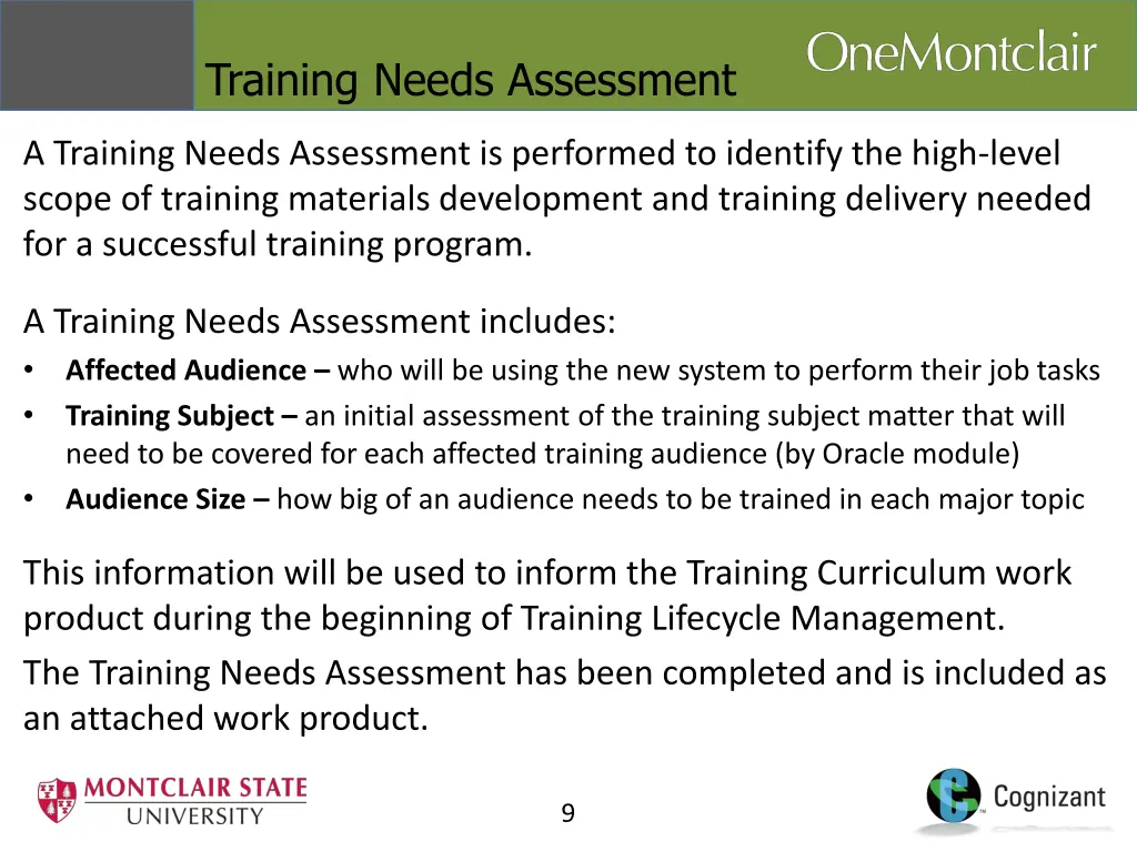 training needs assessment