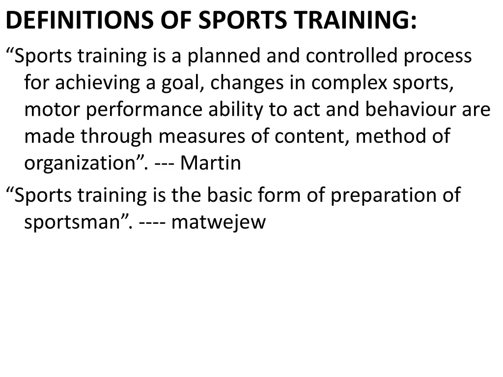 definitions of sports training sports training