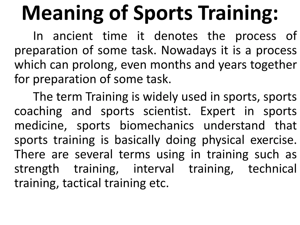 meaning of sports training in ancient time