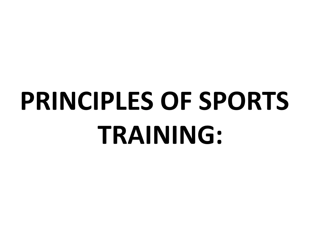 principles of sports training