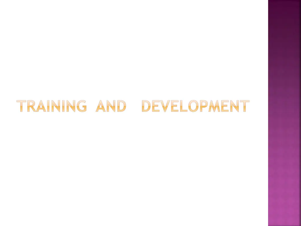 training and development